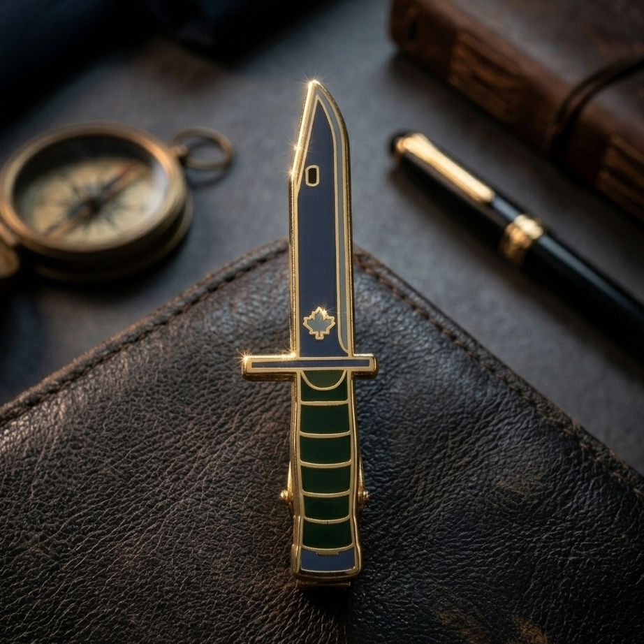 Canadian C7 Bayonet Tie Clip in Brass finish